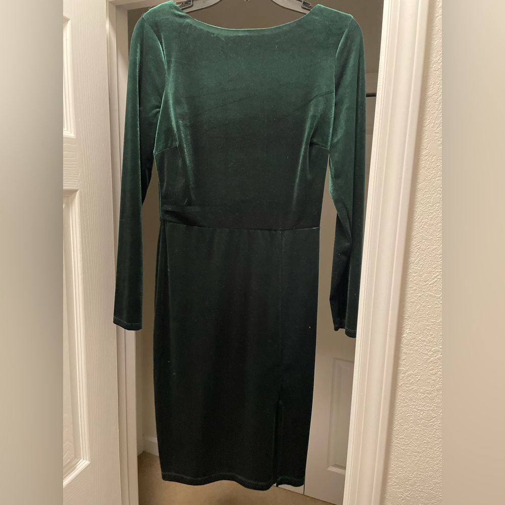 Green velvet size 8 dress with swoop back